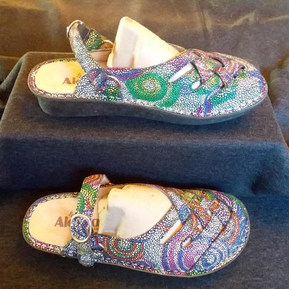 NEW Alegria Leather Slingback Mary Janes Color Freesia Rainbow Mosaic  38 - Picture 6 of 12